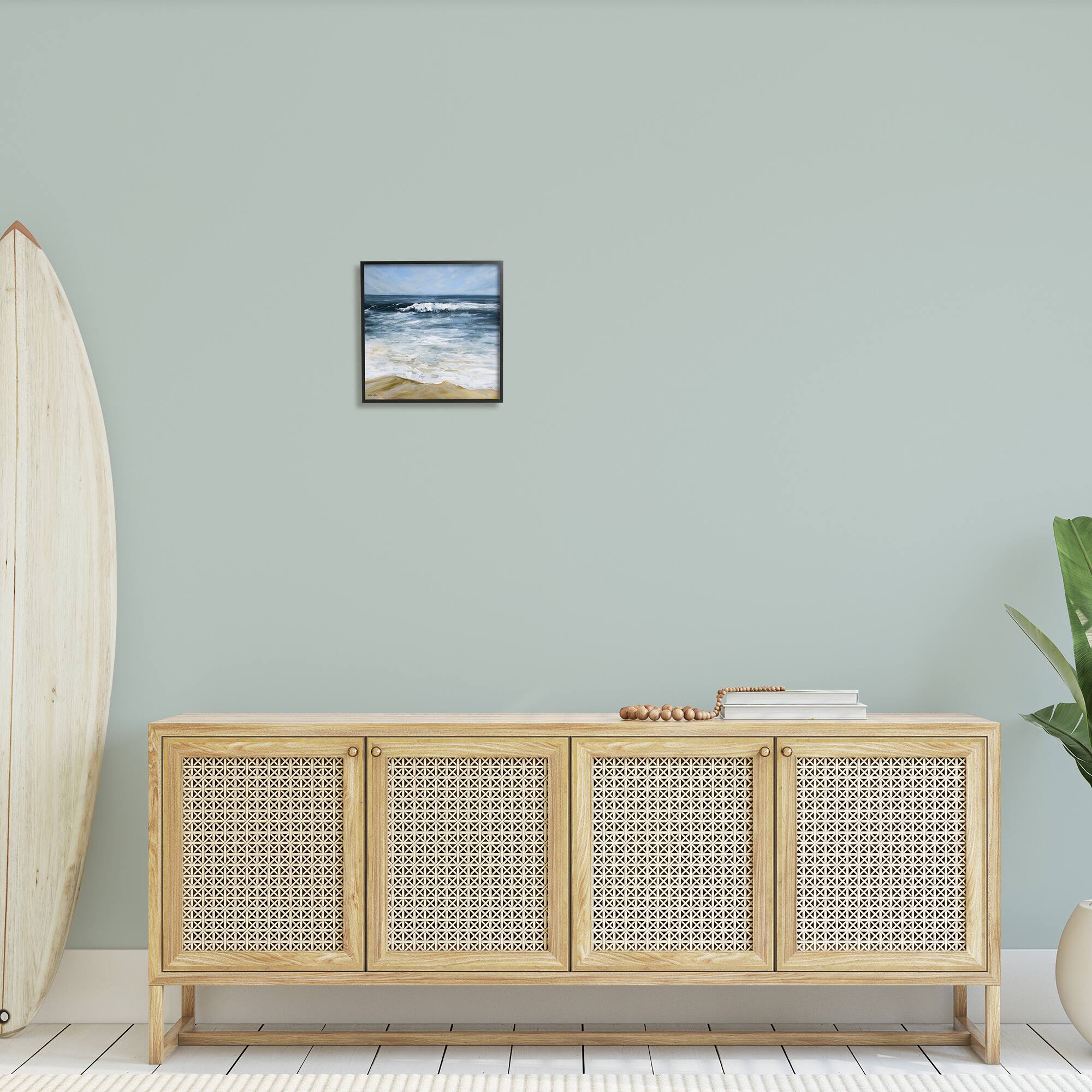 Stupell Industries Incoming Waves Beach Shoreline Painting Nautical Seascape Framed Wall Art